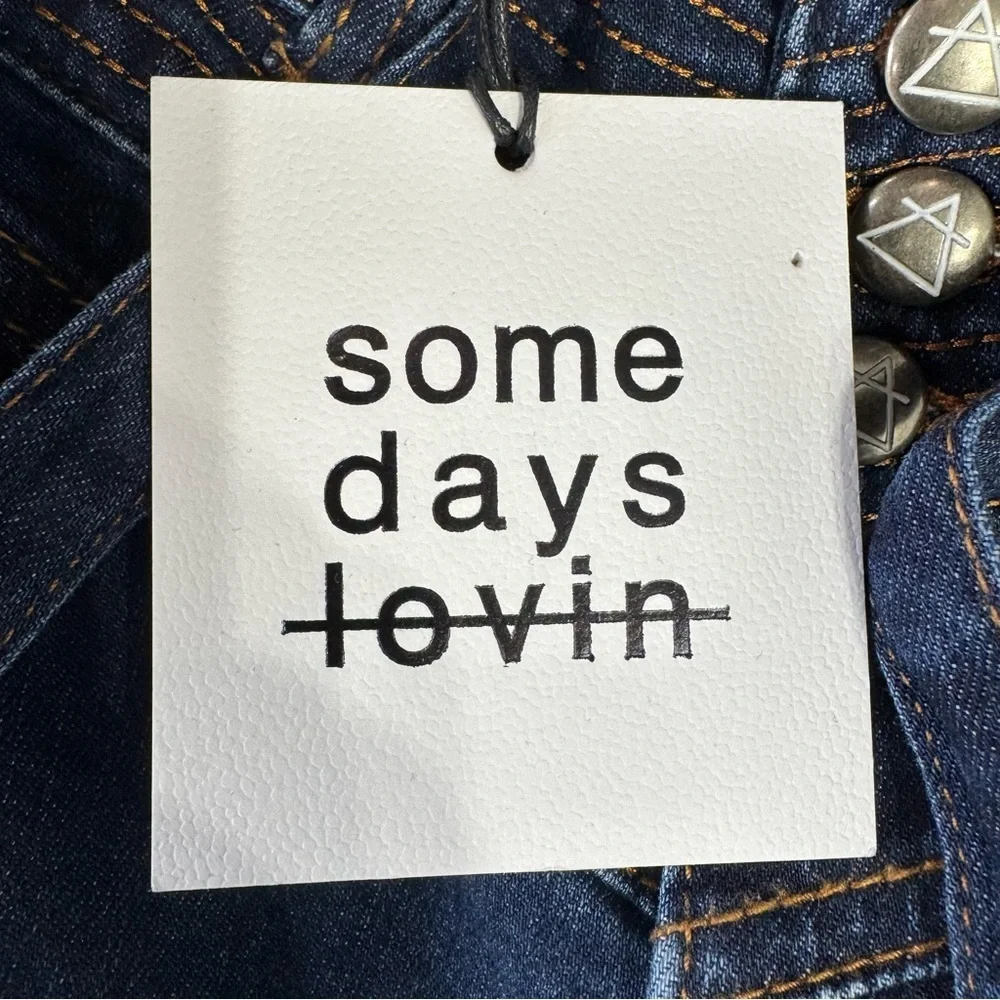 Some Days Lovin Orion High Waist Flare Jeans Fringed Dark Wash Tie Belt